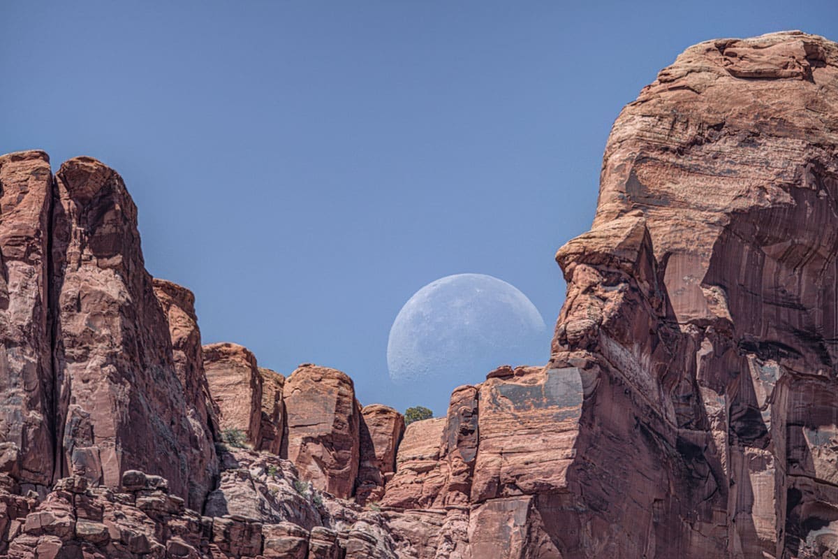 Setting Moon and Moab Rim